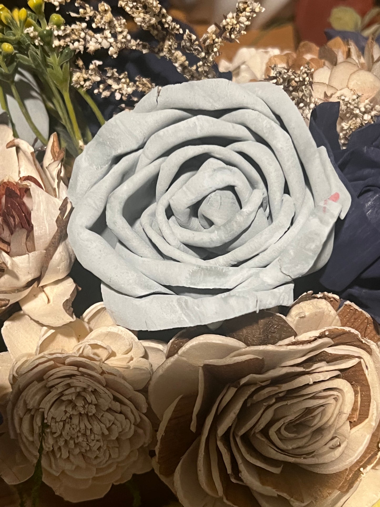 Hand-Painted Sola Wood Flower Assortment – Blue Collection (24 Count)